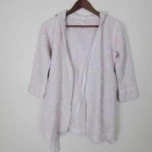 Justice Girls Light Pink Hooded Long Sleeve Tie Waist Sz 8 Sherpa Bathrobe - Picture 1 of 11