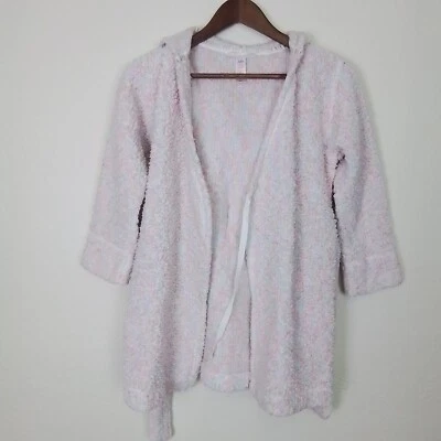 Justice Girls Light Pink Hooded Long Sleeve Tie Waist Sz 8 Sherpa Bathrobe - Image 1 of 4