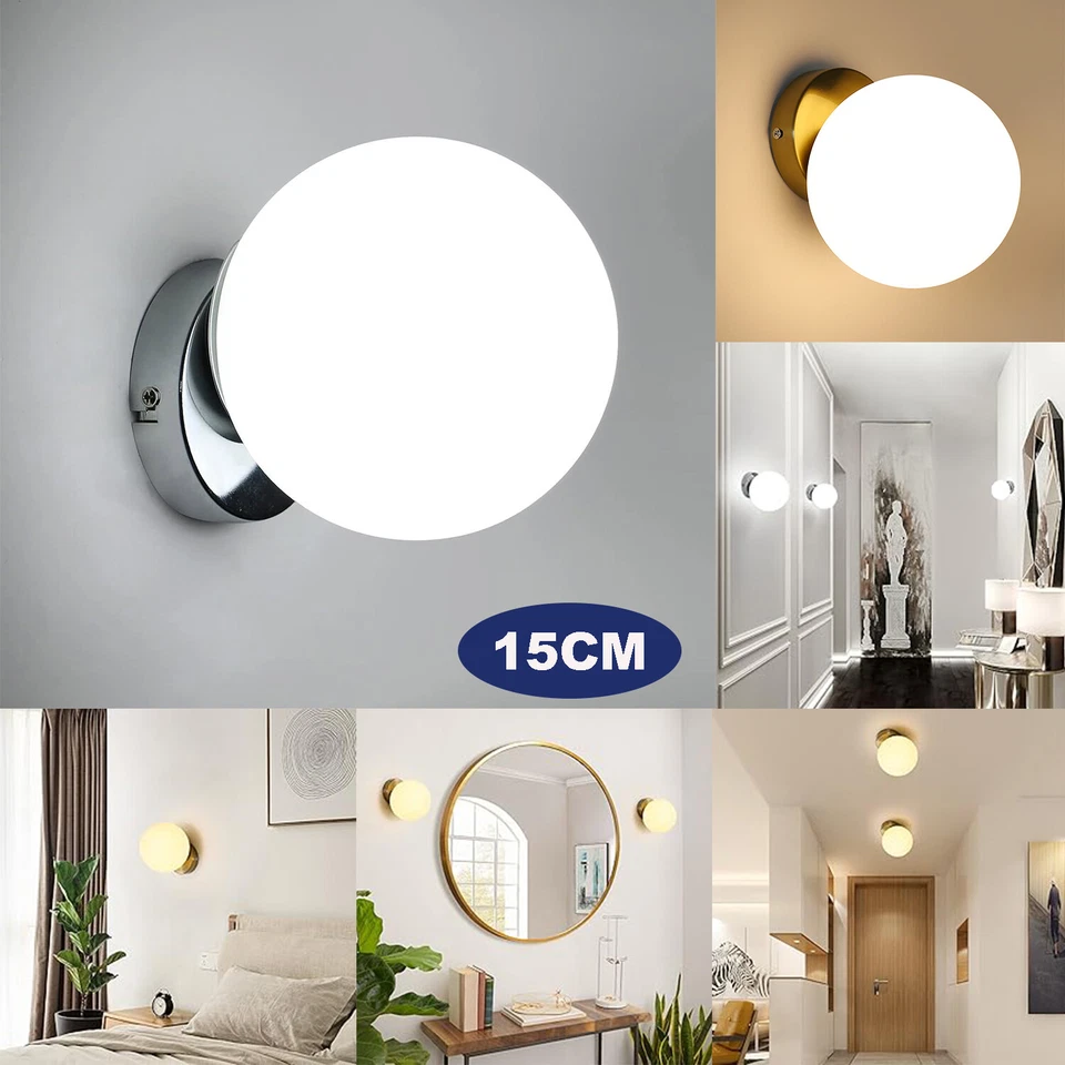 2/4X Wandleuchte Innen Kugel Wandlampe 15cm E27 Schlafzimmer Wohnzimmer Treppen - Bild 1 von 1