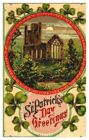 Holiday St. Patrick's Day Lush Card Catholic Church Shamrocks All Trimmed W/Gilt