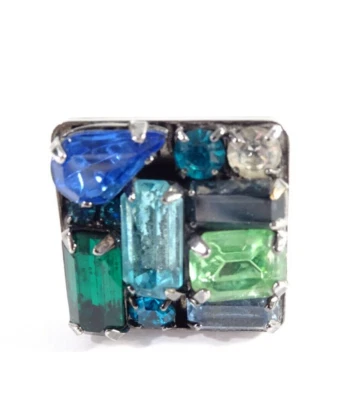 Anillo de cristal cuadrado verde azul para mujer DANNIJO talla 6 nuevo sin etiquetas 225 Foto 1 de 4