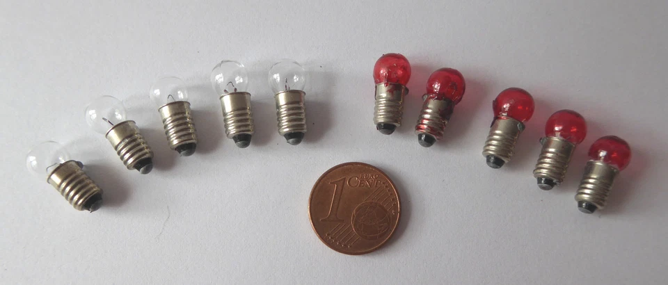 MARKENLOS Glühbirne Ersatzbirnen Glühlampe Beleuchtung Puppenhaus E5 3,5V rot 5 Stück