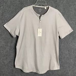 Con Struct Printed Henley Top Men XXL Taupe Cotton Short Sleeve NWT - Picture 1 of 12