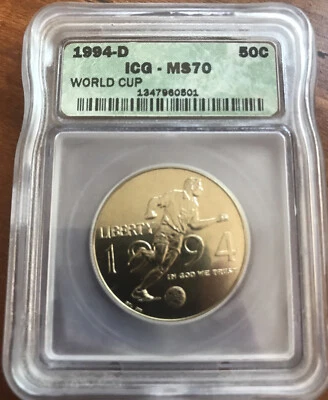 1994-D WORLD CUP MS70 ICG 50c Half Dollar - VERY RARE!!! - Image 1 of 2