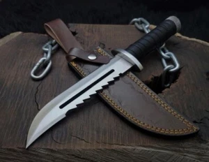Handmade Stainless Steel Bowie MGS3 Collectible Knife With Leather Sheath - Picture 1 of 7