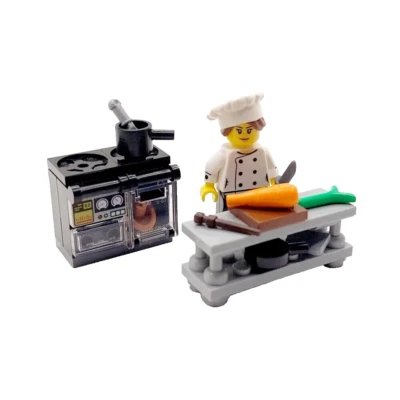 Genuine LEGO Chef Cook Gift Female Woman Minifigure Kitchen Oven Food - Image 1 of 4