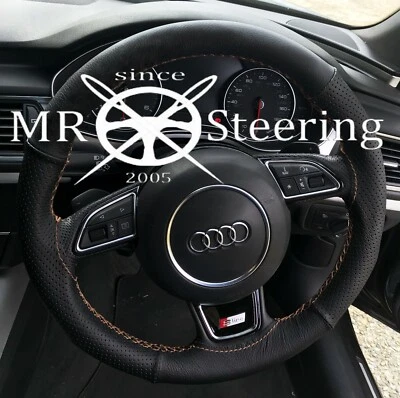 BEIGE STITCH FOR AUDI A7 2010-2017 LUXURY REAL LEATHER STEERING WHEEL COVER - Image 1 of 4