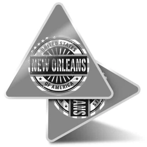 2 x Triangle Stickers 10cm - BW - New Orleans USA Flag Travel Stamp #40534 - Photo 1/9