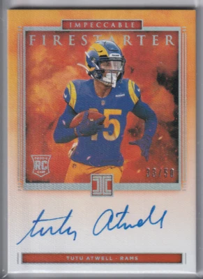 Tutu Atwell 2021 Panini Impeccable Firestarter Rookie Auto #/50 - Image 1 of 2