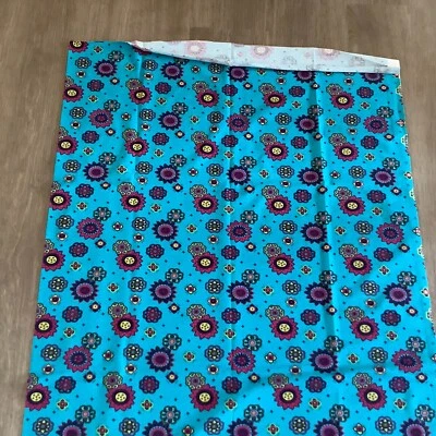 Baumwolljersey Blumen auf türkis 60x150cm Stoffrest - Bild 1 von 2