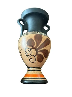 Greek Mini Vase Hand Painted Vintage Art Pottery Grecian No 12 Height 14cm - Image 1 of 4