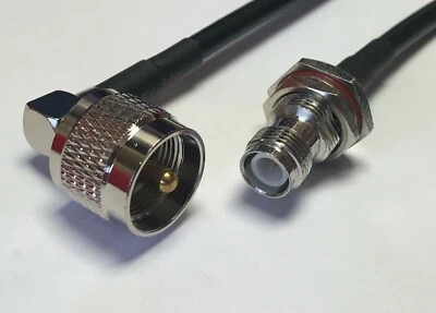 UHF Male Angle PL-259 239 to RP-TNC Female RG58 Coax Pick Length USA Fast Ship - Image 1 of 3