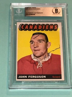 JOHN FERGUSON Signed 1965-66 TOPPS Card #10 Beckett BAS - Image 1 of 2