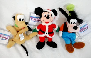 Walt Disney Store Bean Bag Plush Beanies Mickey Mouse Santa Claus-Goofy- Pluto - Picture 1 of 5