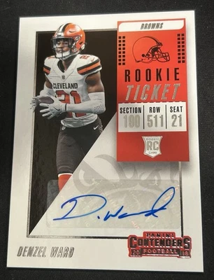 Denzel Ward 2018 Contenders Rookie Ticket Auto Cleveland Browns Ohio State NFL - Image 1 of 2