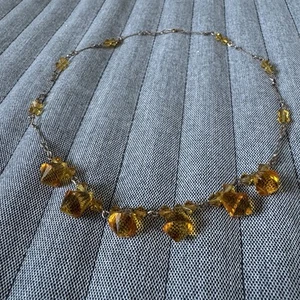 antike Glas Tropfen Halskette 20er 30er Jahre Bernstein Glas verdrahtet 17 cm - Bild 1 von 7