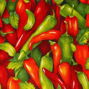 Feline Drive Fabric Farmer Johns Marketplace HOT PEPPERS Fat Quarter (18x22") FQ - Picture 1 of 7