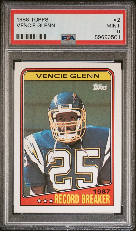 1988 Topps Vencie Glenn #2 PSA 9 - Image 1 of 2