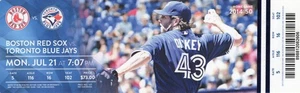 Biglietto MLB stub 21 luglio 2014 Toronto Blue Jays vs Boston Red Sox RA Dickey - Foto 1 di 2