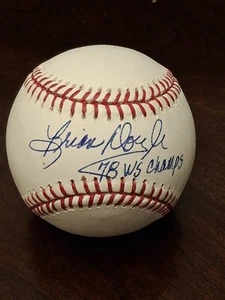 BRIAN DOYLE YANKEES HANDSIGNIERT HANDSIGNIERT OML BASEBALL JSA COA WS CHAMP INSCR. - Bild 1 von 3