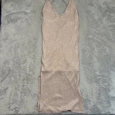 Vestido lápiz Express para mujer M rosa claro metálico brillante forrado ceñido al cuerpo Foto 1 de 4
