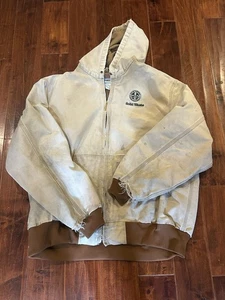 Vintage Distressed Rn#14806 Carhartt hellbraune strapazierfähige Jacke mit Kapuze - Größe 2XL Tall - Bild 1 von 10