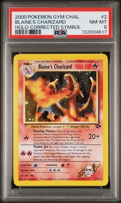 PSA 8 Blaine's Charizard Gym Challenge 2/132 Corrected Symbol Holo Pokemon Card - Image 1 of 2