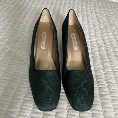 Zapatos de tacón para mujer Ann Marino florales verde oscuro de tela de cuero talla 9,5 Foto 1 de 4
