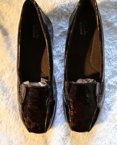 Clarks Collection Bayou Damen-Halbschuhe braun Schildpatt Lackleder EUC 8W - Bild 1 von 5