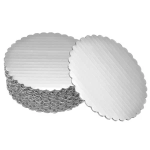 25 Pcs Scalloped Cake Circle Base, 4.9 Inch Cake Cardboards, Silver - Picture 1 of 7