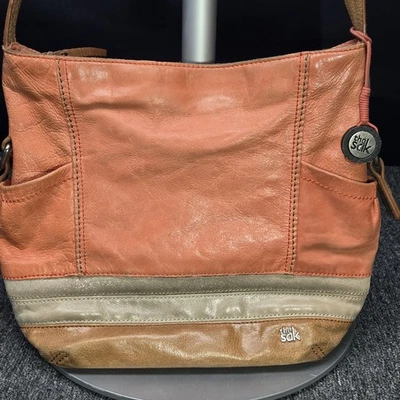 Bolso de Hombro de Cuero The Sak Naranja Tostado Retazos Boho Cartera Bolsillo con Cremallera Foto 1 de 4