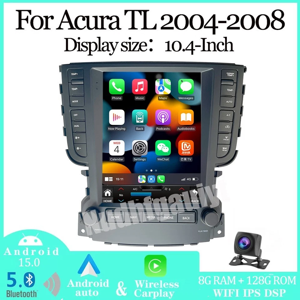 Radio de coche estilo Tesla Android 15 para Honda Acura TL 2004-2008 Carplay GPS navegación Foto 1 de 4