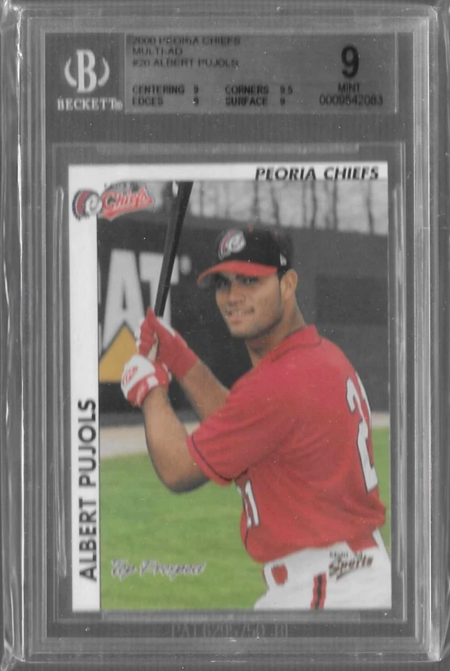 ALBERT PUJOLS 2000 Peoria Chiefs Multi-Anuncio #20 Ligas Menores Novato BGS Como Nuevo 9 Foto 1 de 2