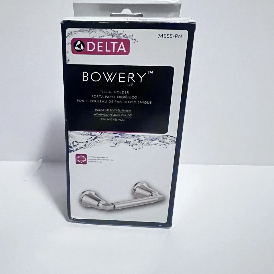 Delta 74855-PN Bowery Wall Mounted Pivoting Toilet Paper Holder Polished Nickel