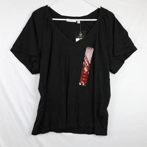 Rafaella Knit Top Shirt Womens XL Black V Neck Short Sleeve Lightweight Casual - Picture 1 of 9