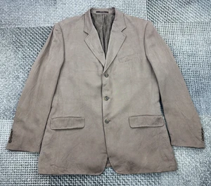 Tasso Elba Blazer 46R (L) Silk Linen Blend / Paisley Lined / Brown / Mid 2000s - Picture 1 of 24