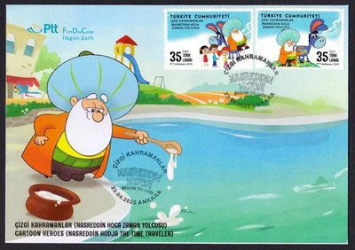 TURKEY - 2025 CARTOONS : NASREDDIN HOCA, TIME TRAVELLER - FDC - Image 1 of 4