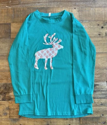 Girls Graphic Design Reindeer Print Christmas Top, Size 12 - New - Image 1 of 3