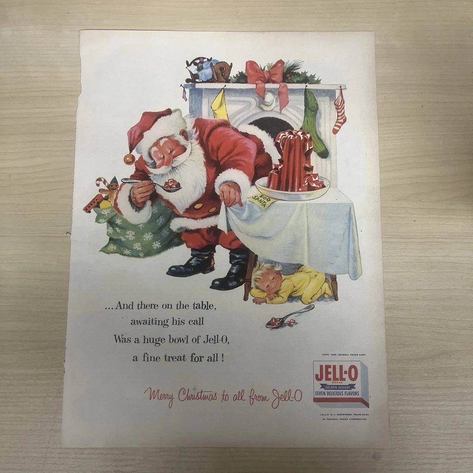 Revista Life 1955 anuncio impreso vintage de Papá Noel Feliz Navidad Jell-O Foto 1 de 1