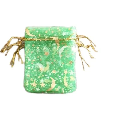 10 Moon Star Organza Gift Bags Wedding Jewelry Drawstring Xmas-3.54" x 2.76" Gre - Image 1 of 2