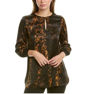 Lafayette 148 New York Kelsey Seide Animal Print Bluse Gr. XL - Bild 1 von 7