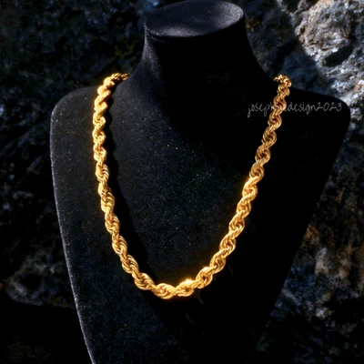 Collar de cadena de cuerda gruesa enchapado en oro de 14K para hombre Hip Hop joyería de moda regalo Foto 1 de 4