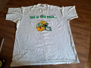 Vintage Green Bay Packers Chicago Bears T-shirt “This Is Your Brain On Drugs” XL - Picture 1 of 10
