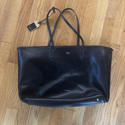 Bolso de hombro Ralph Lauren de cuero negro 18 X 12 cremallera Foto 1 de 4