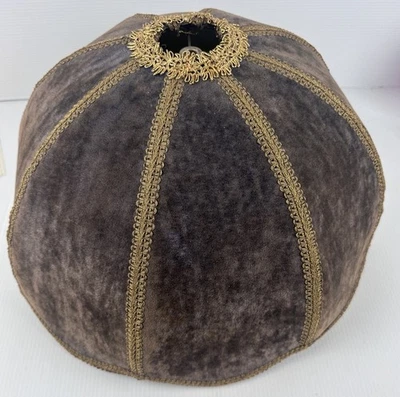 Vintage Victorian Velour Lampshade Velvet Style Gold Trim Table Floor Pendant - Image 1 of 4