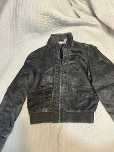DKNY Bomberjacke Damen Small Full Zip Up bestickt Vintage 90er Y2K grau - Bild 1 von 15