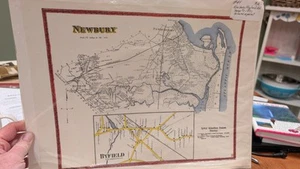 Newbury/Byfield Massachusetts Map c.1870 Colored Reprint - Picture 1 of 4