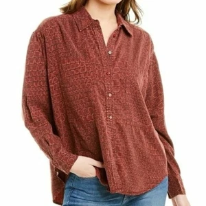 Current Elliott The Percy Road Blouse Croc Brown Rust Orange Size 2 Medium Fall - Picture 1 of 11
