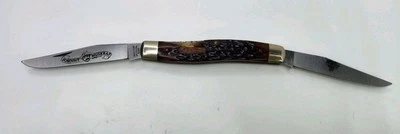 Parker-Frost Schrade 1978-3 USA Johnny Muskrat Knife Jig Red Bone Handles Read - Image 1 of 4