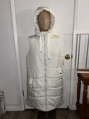 Steve Madden Longline Chaleco Puffer Chaleco con Capucha Mujer’s Off White Talla M Foto 1 de 4